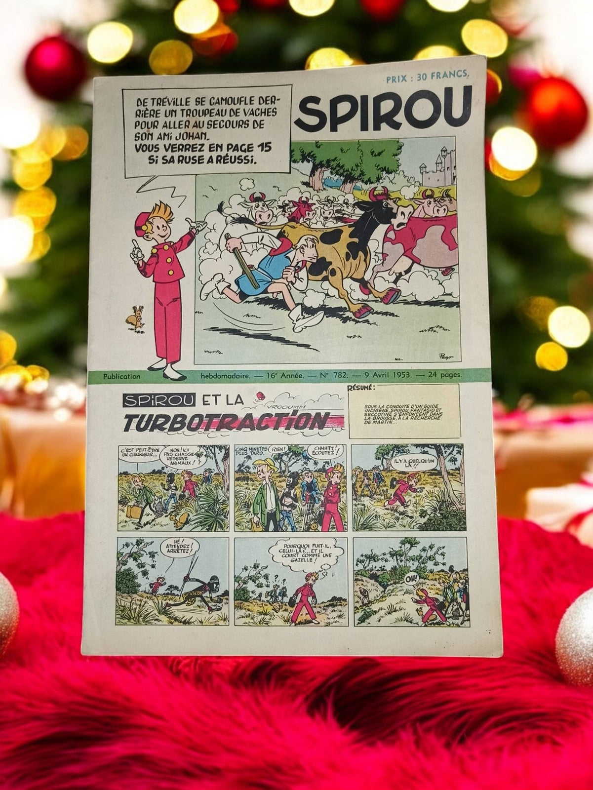 Magazine Spirou n°782 vintage 1953, couverture BD, édition rare ancienne
