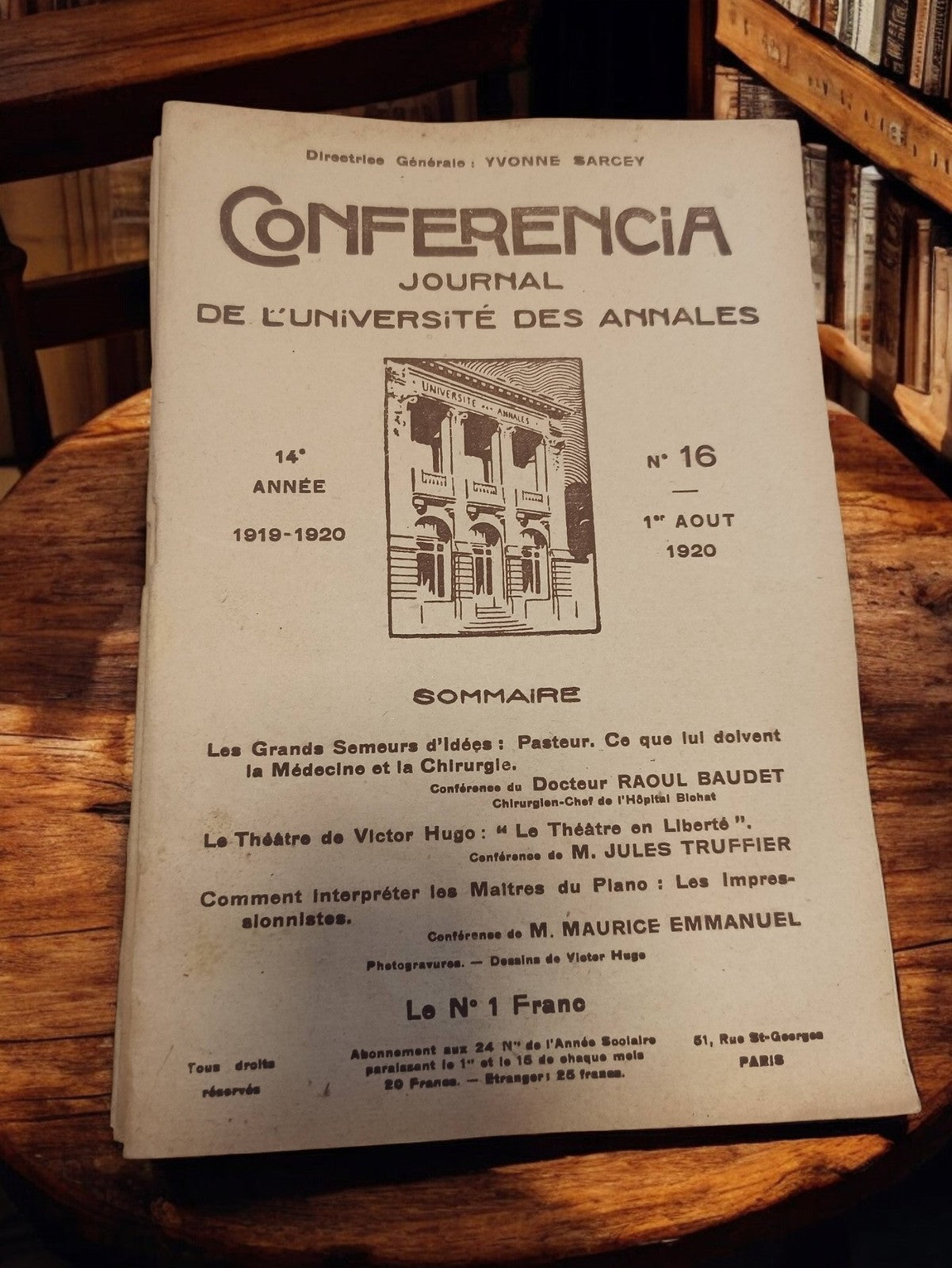 Revue universitaire Conférencia 1920 journal Université des Annales ancien vinta
