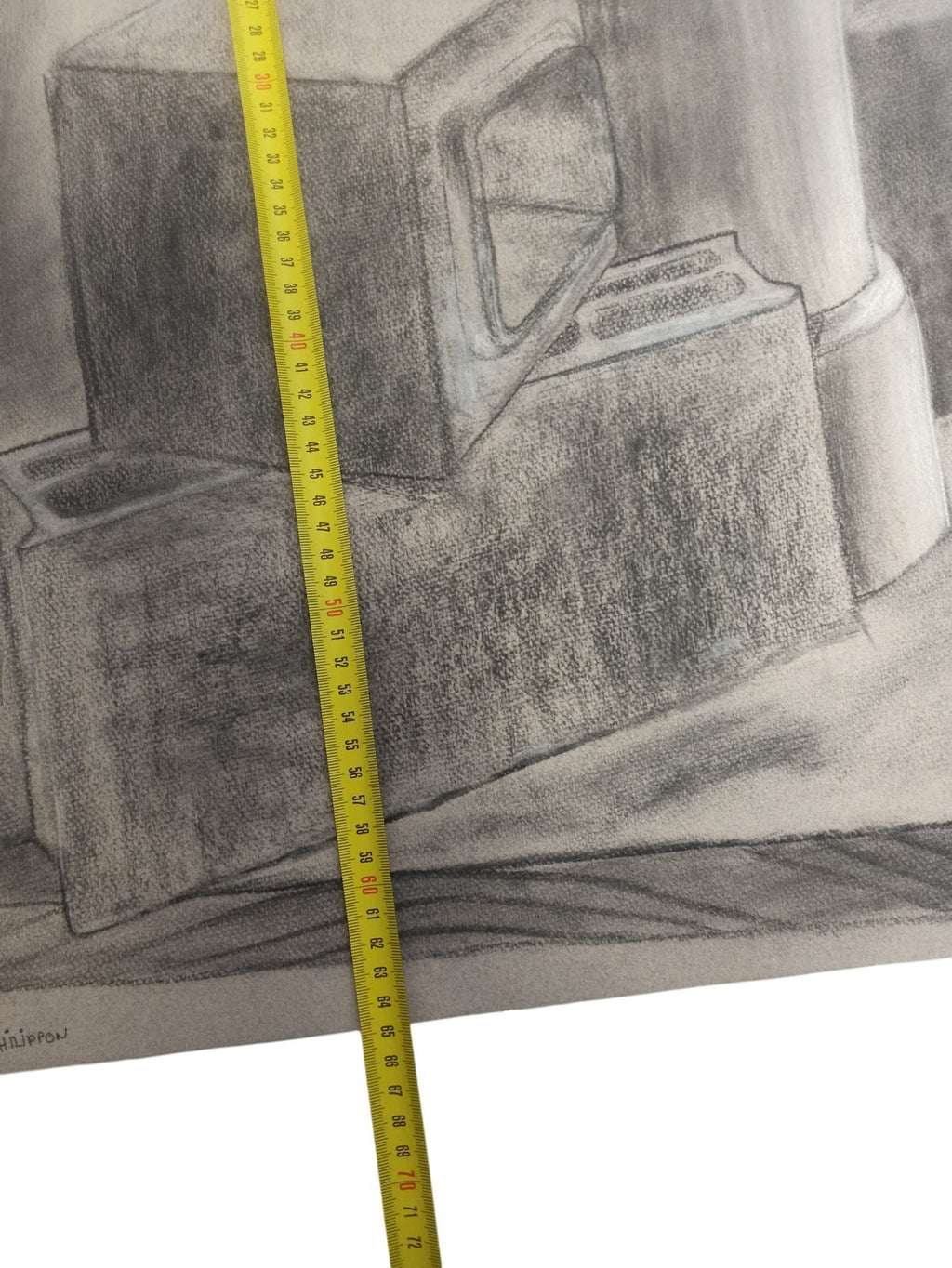 Dessin original signé Philippon nature morte vintage art graphique ancien