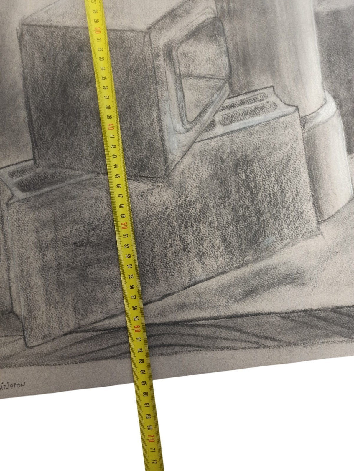 Dessin original signé Philippon nature morte vintage art graphique ancien