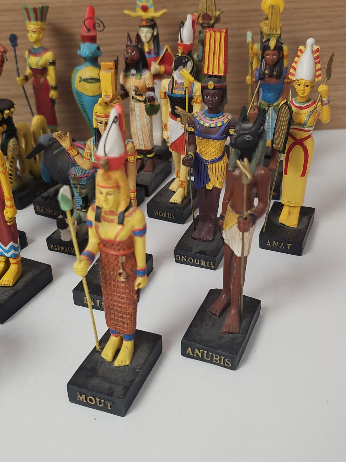 Vintage figurines dieux Égypte ancienne + magazines, set collection ancien rare