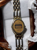 Montre femme Finecoeur digitale vintage quartz dorée, bracelet maillons, ancien