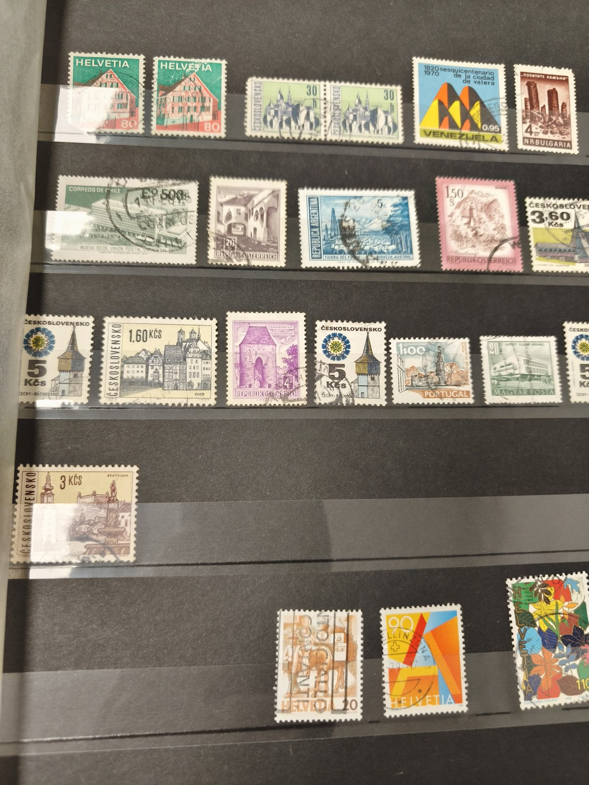 Lot anciens timbres oblitérés étrangers, Helvetia, Tchécoslovaquie, collection