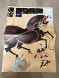 Poster art japonais cheval guerrier samouraï décoration murale