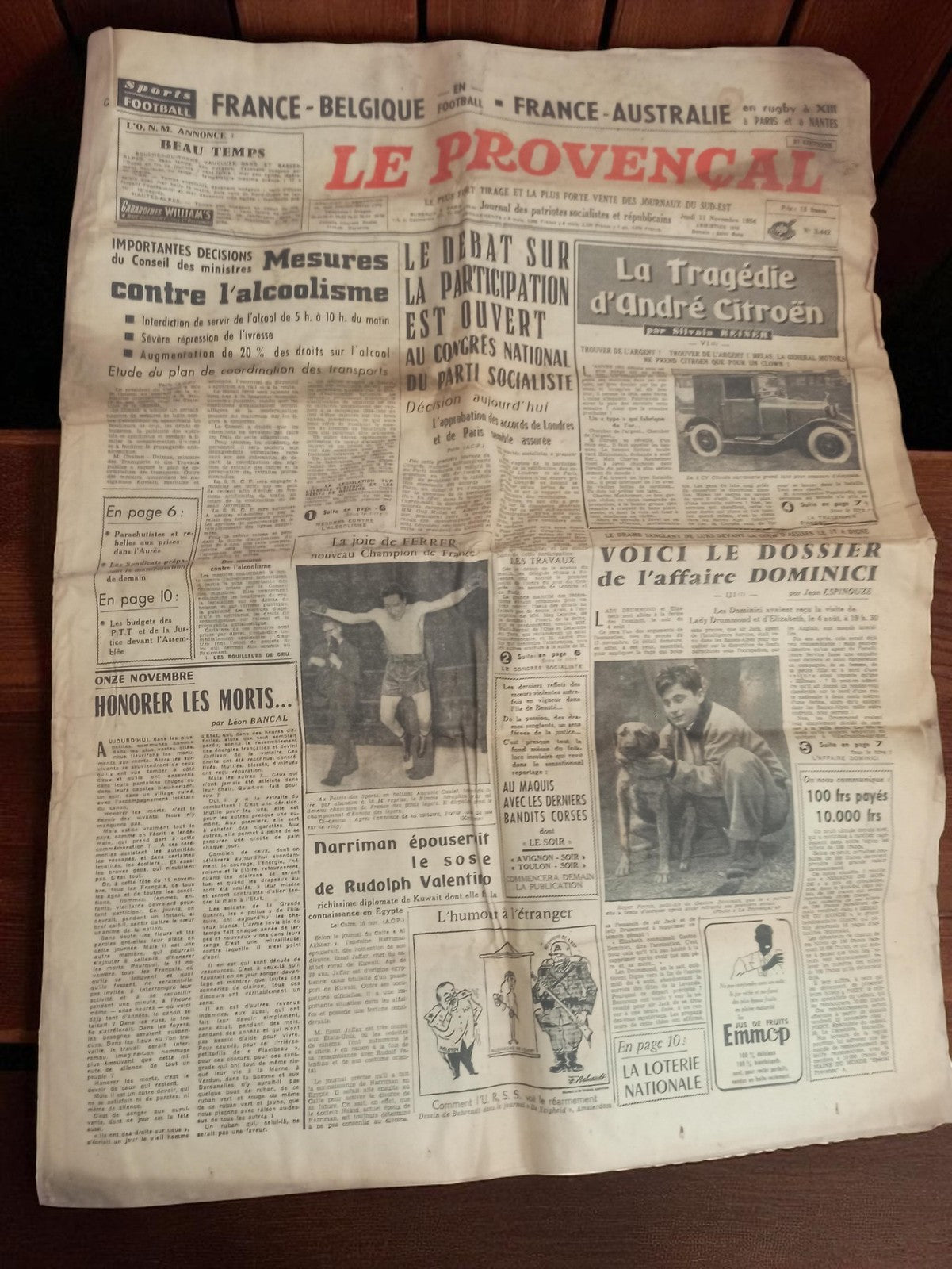 Journal ancien Le Provençal années 1950 rétro presse française vintage