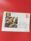 Enveloppe philatélie Martinique par avion, fruits exotiques, timbre, écriture
