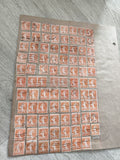 Gros lot timbres anciens Marianne 25c orange sur planche, philatélie étude Franc