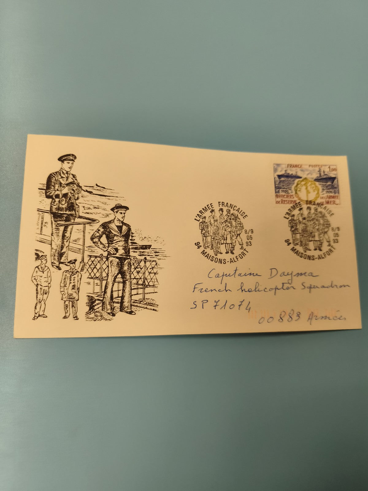 Enveloppe premier jour FDC armée française, illustration militaire, timbre 1992