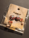 Boucles d’oreilles vintage pendantes cabochon perle deadstock rétro années 70