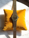 Montre vintage femme bracelet rayé doré, quartz, rayures, non testée
