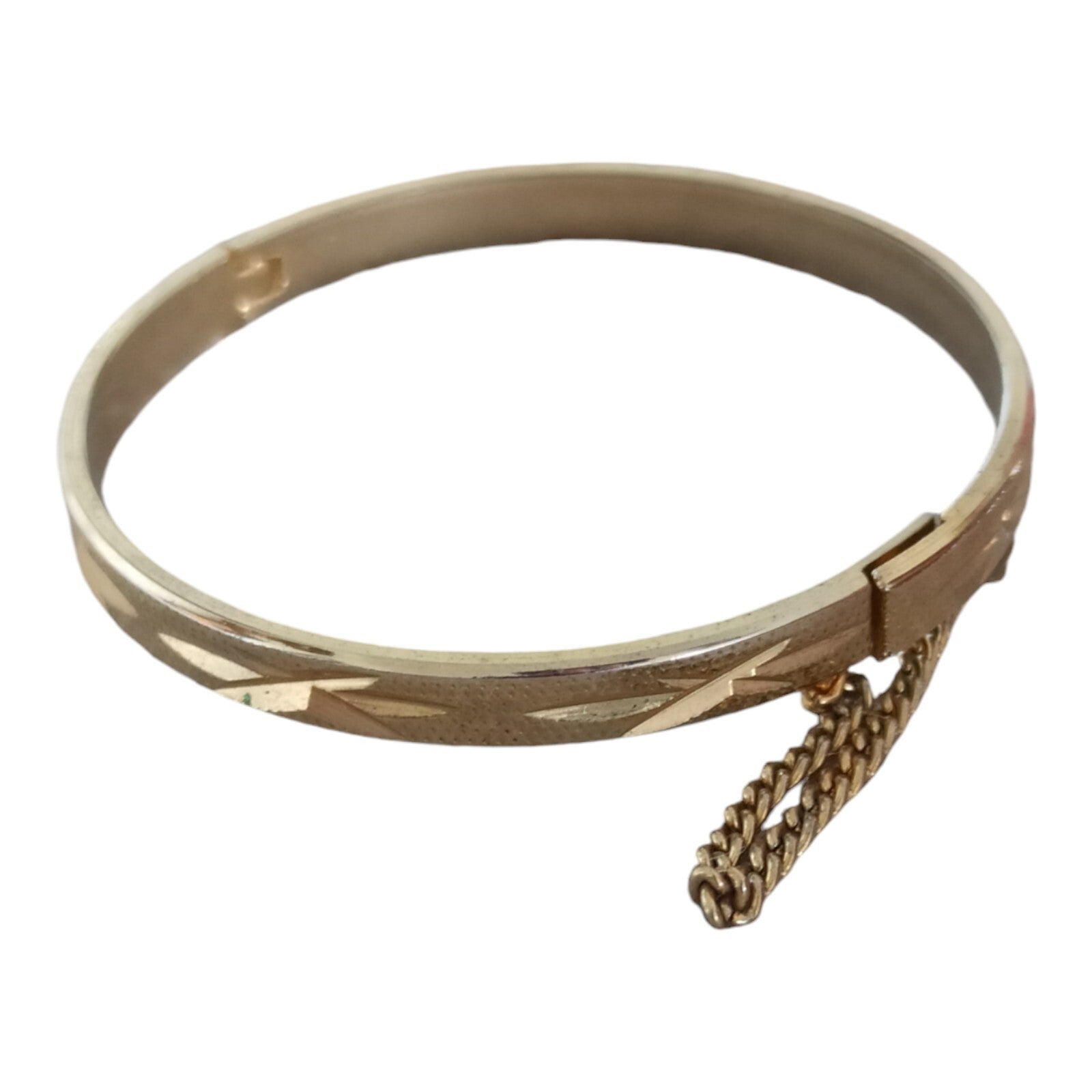 Bracelet jonc vintage métal doré années 90, fermeture sécurité, bijou rétro