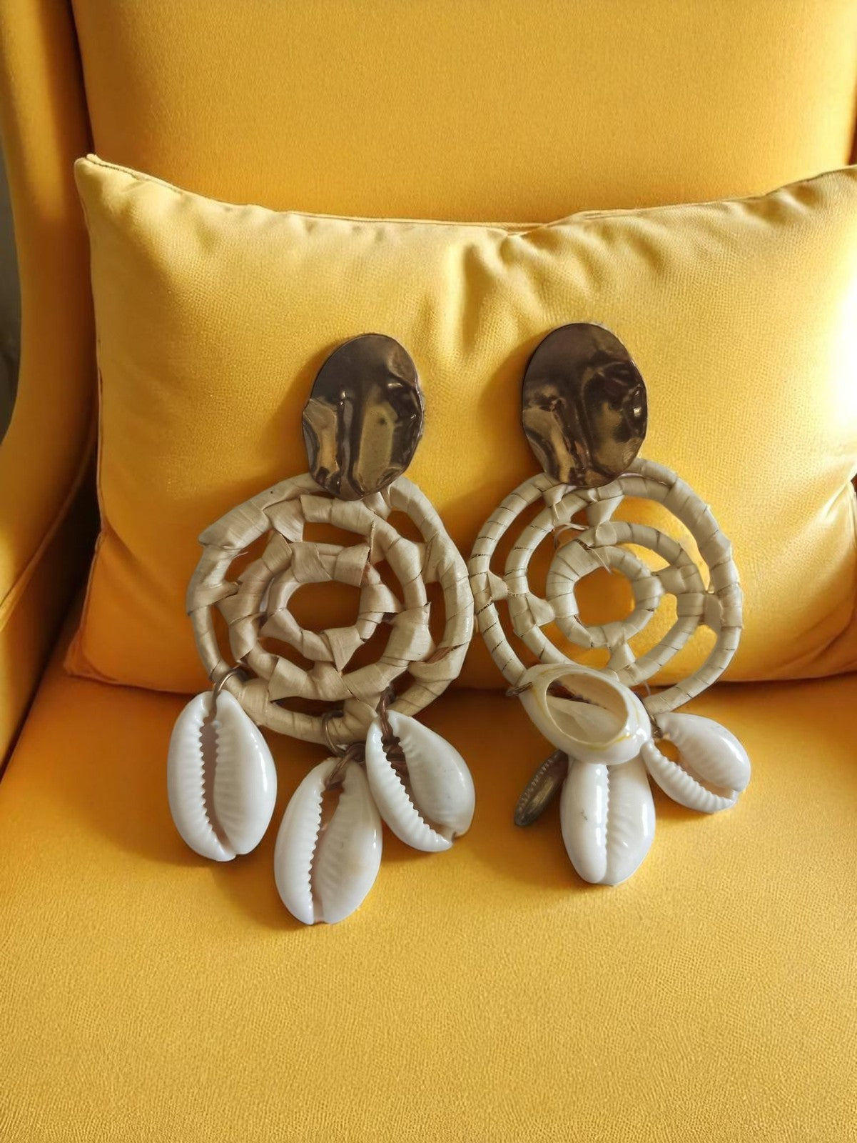 Boucles d?oreilles vintage coquillages naturels rétro ? grandes pendantes origin