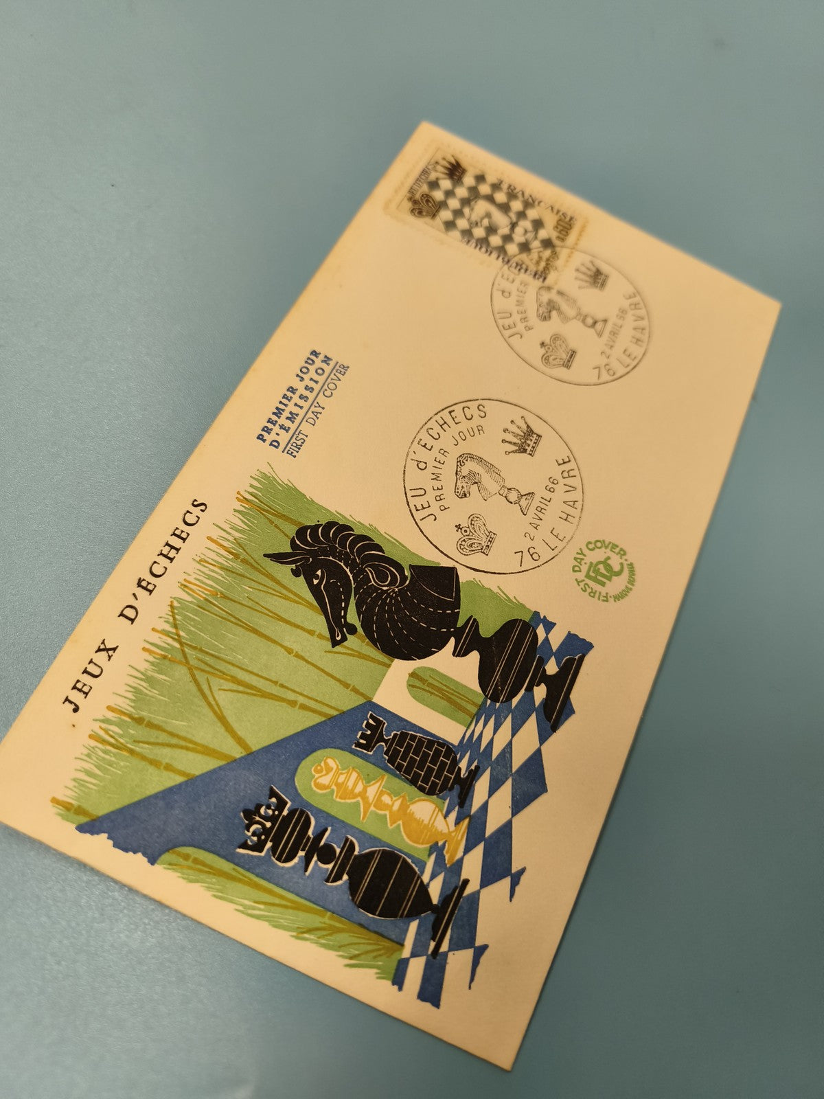Enveloppe FDC Jeux d?Échecs premier jour d?émission avec timbre et illustration