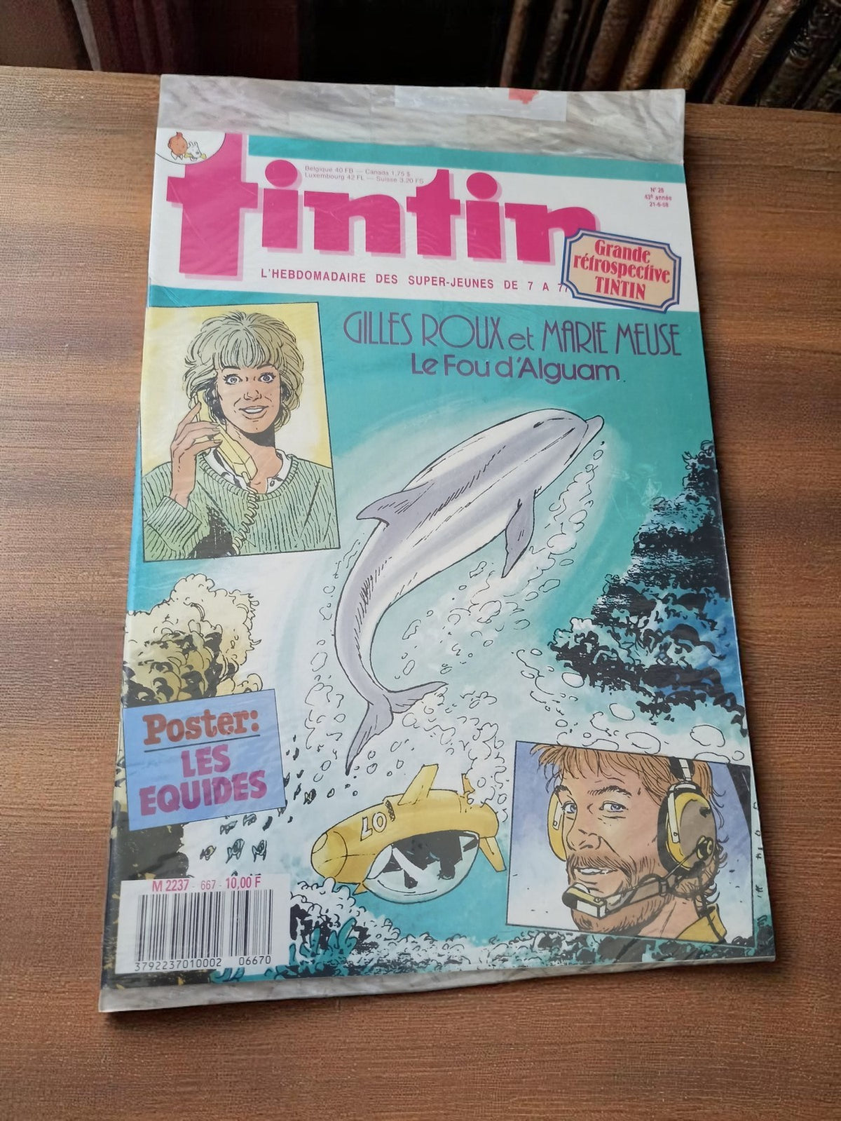 Magazine Tintin vintage sous blister, édition collector rétrospective, poster in