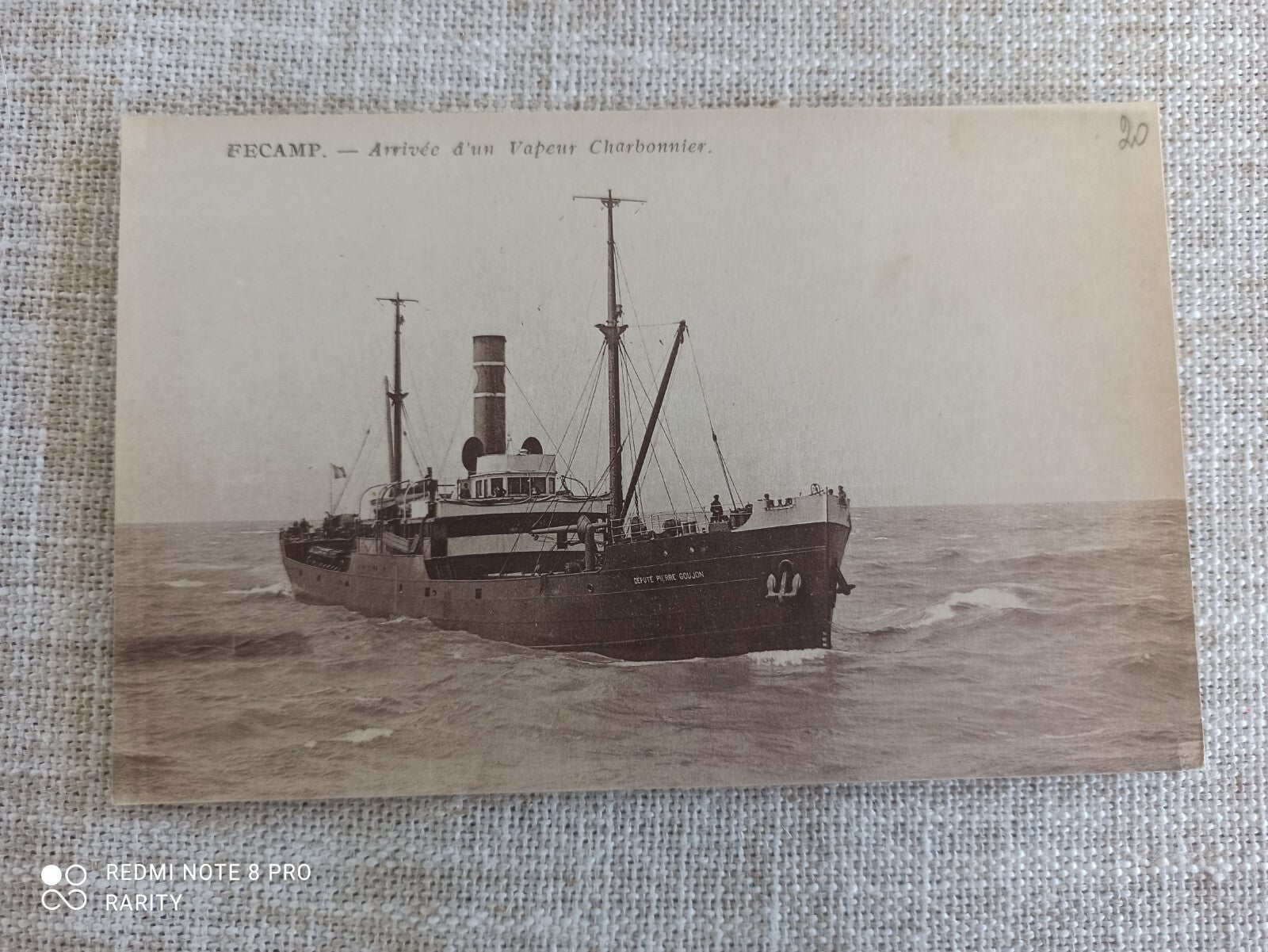 Carte Postale Ancienne Vapeur Charbonnier Fécamp Maritime Début XXe