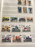 Timbres anciens Guinée Bissau locomotives motos Harley Kawasaki Yamaha