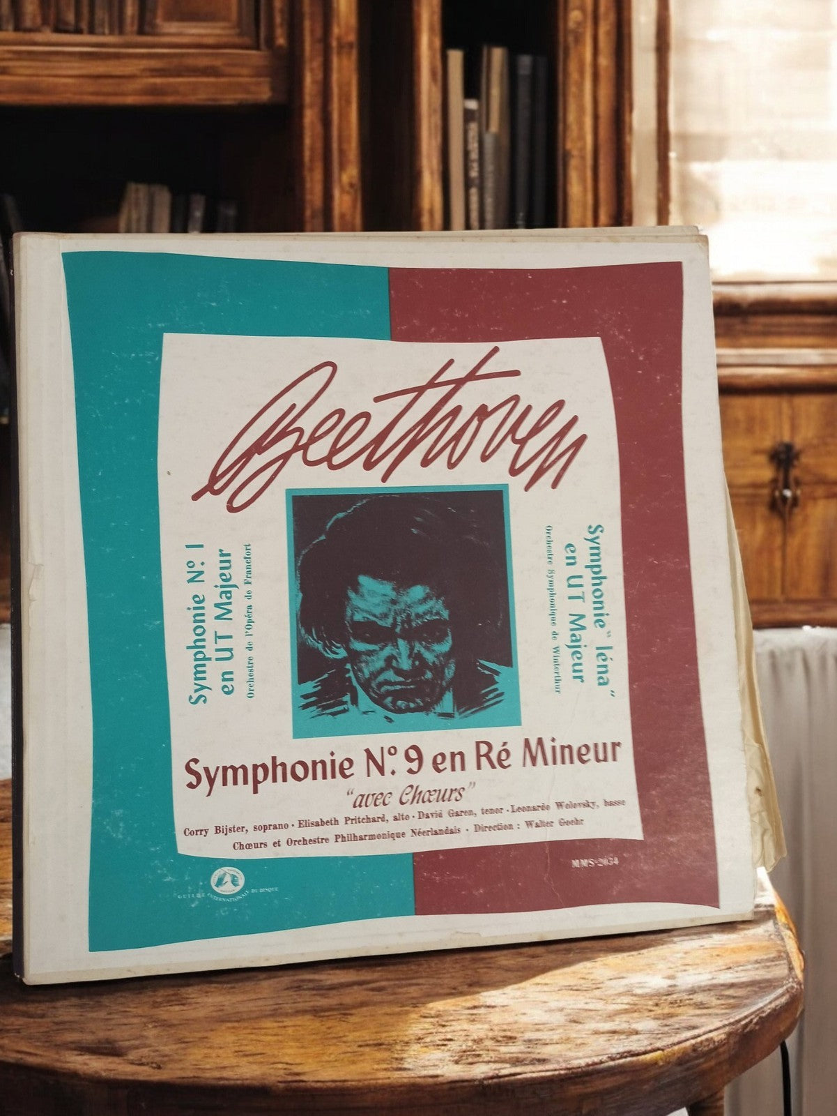 Vinyle 33 tours Beethoven Symphonie 9 ancien rétro, disque classique vintage