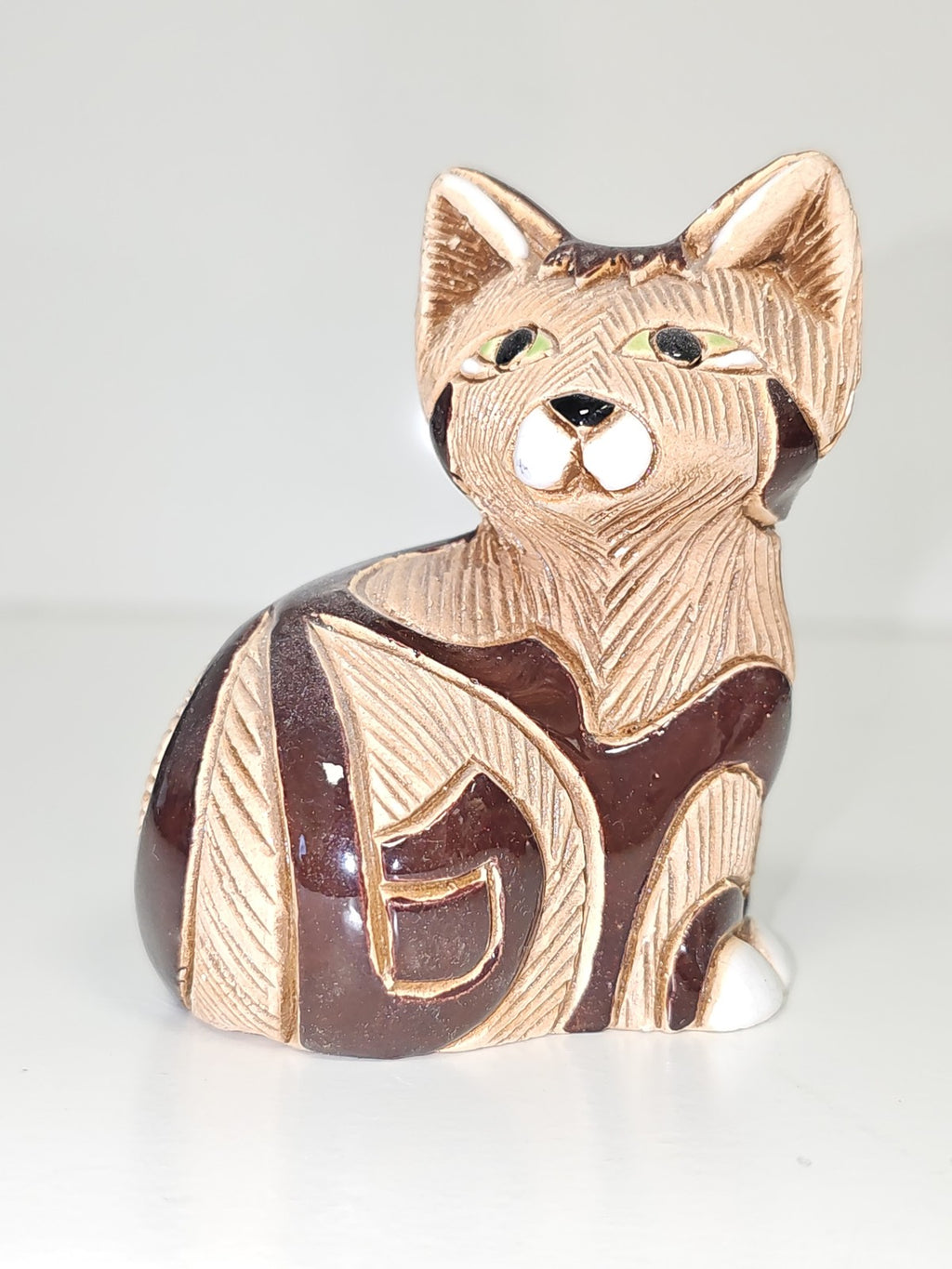 Ancienne statuette chat japonais signée vintage, figurine rétro collection déco