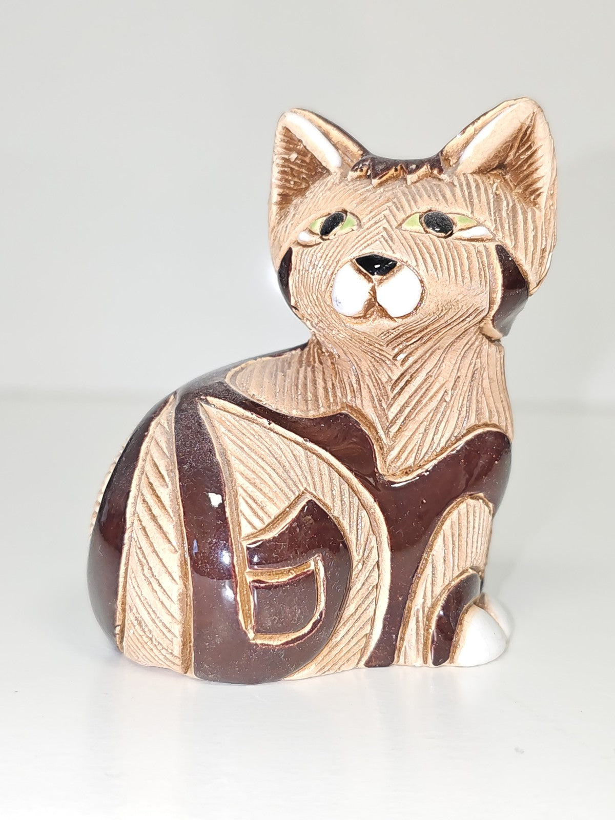 Ancienne statuette chat japonais signée vintage, figurine rétro collection déco