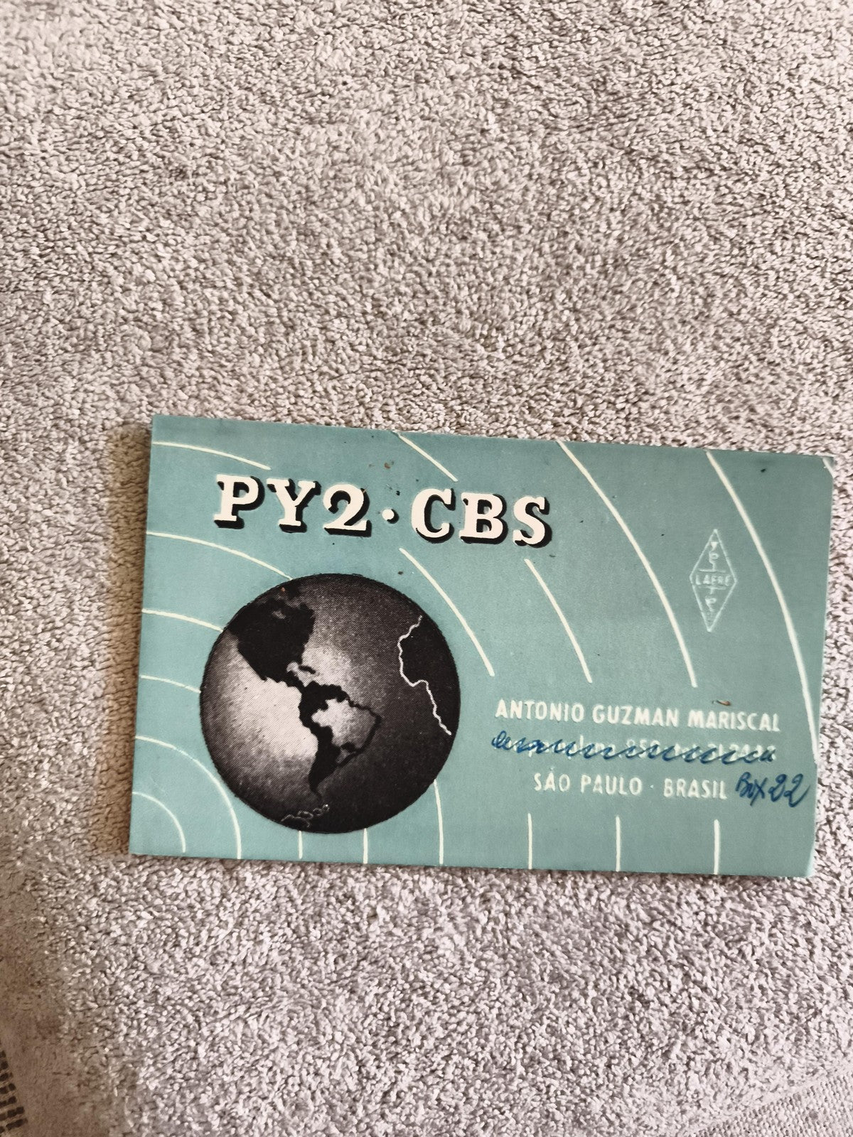 Carte QSL radio vintage PY2 CBS São Paulo Brésil ancienne radioamateur
