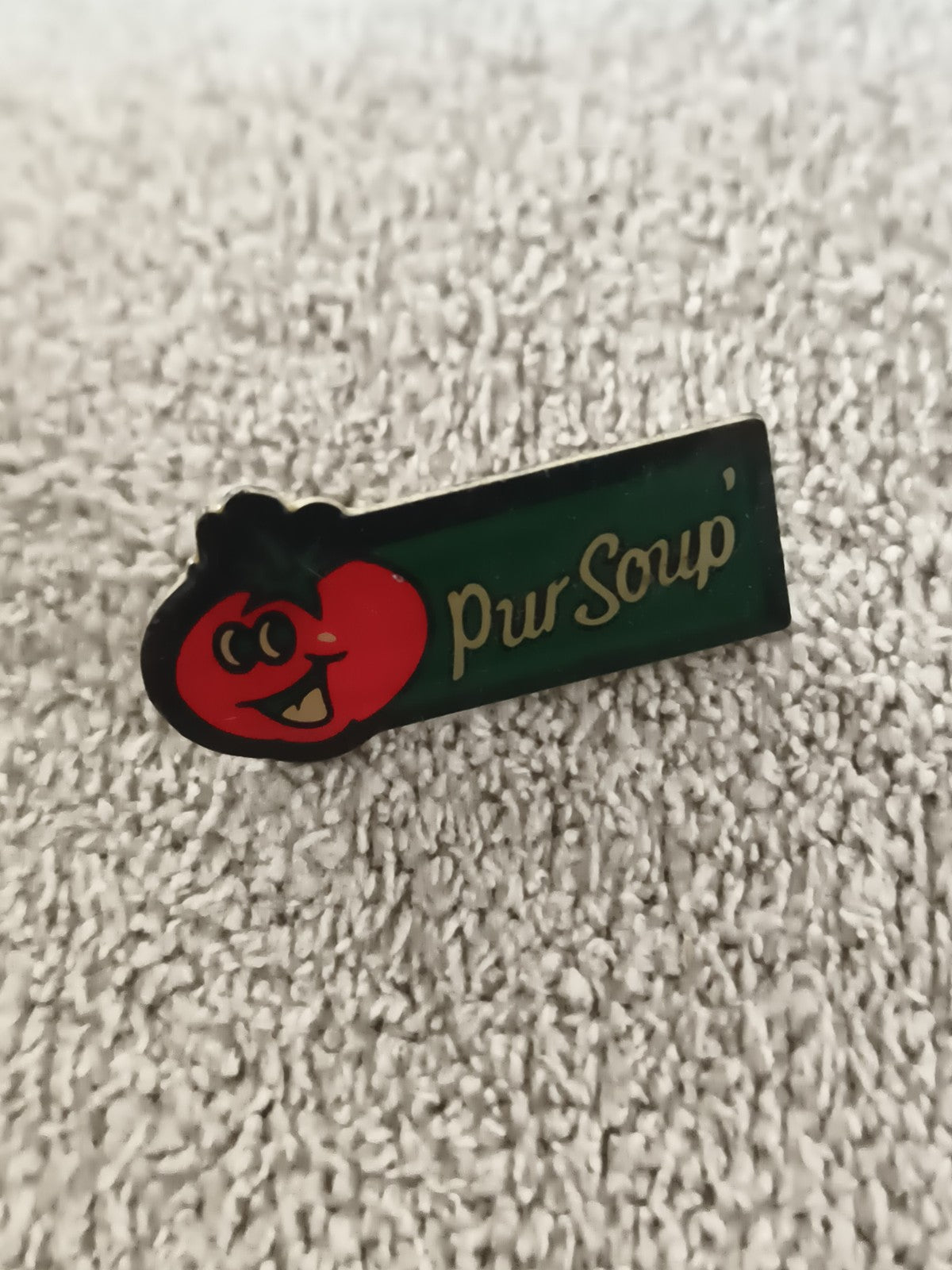 Pin's publicitaire vintage Pur Soup' tomate, badge ancien années 90 (Ref 6)