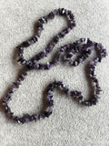 Collier ancien pierres violettes, perles irrégulières, vintage, sautoir rétro