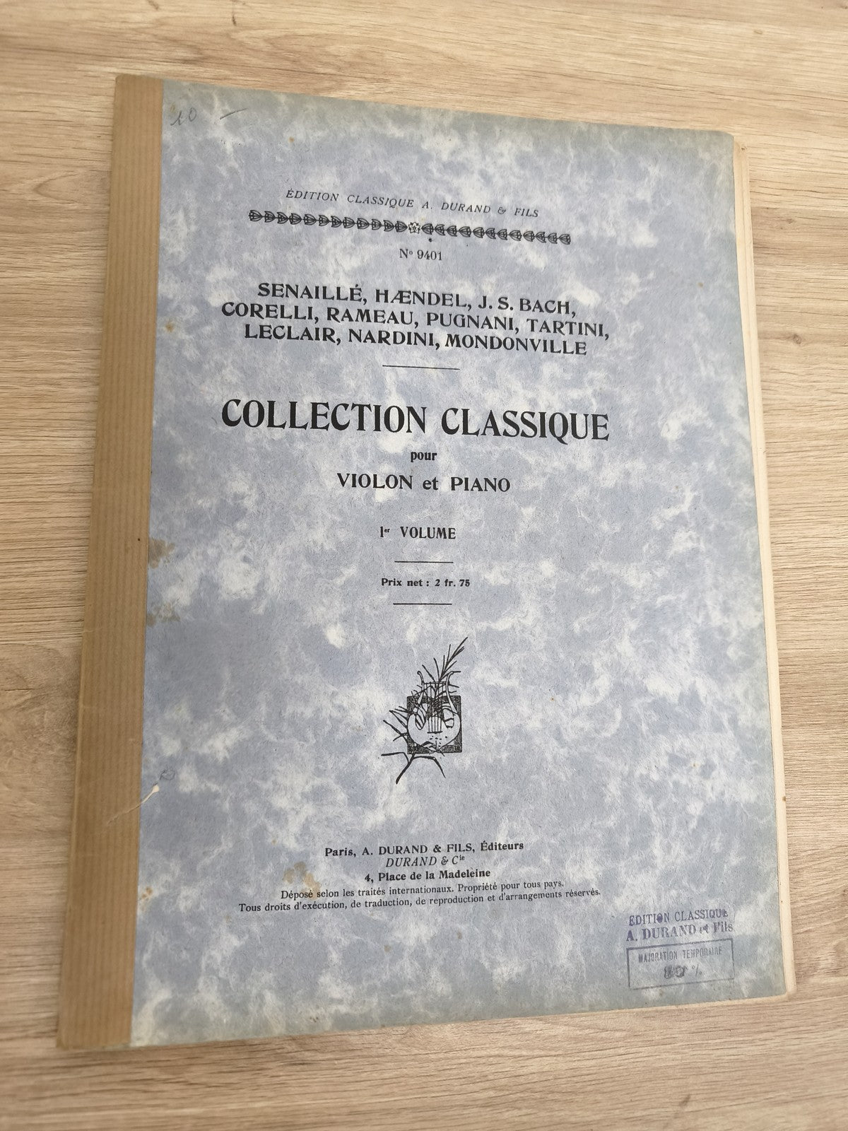 Ancien livre partitions violon piano Durand Collection Classique musique classiq