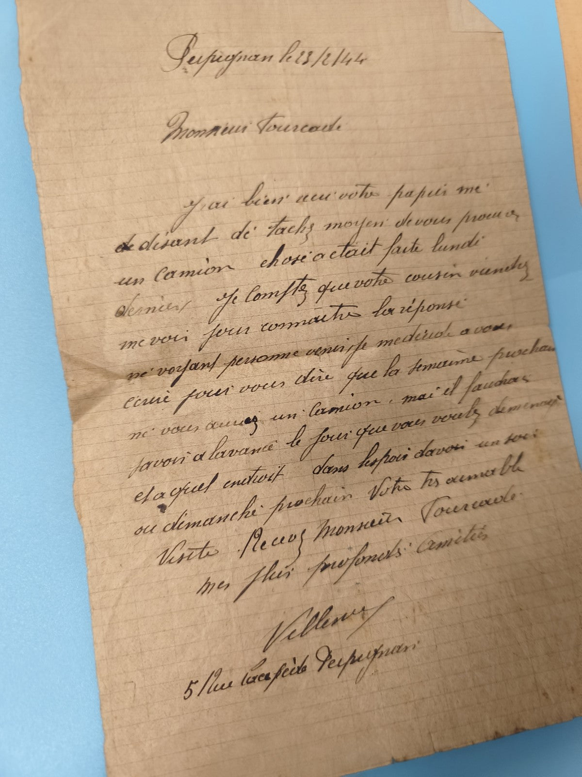 Ancienne enveloppe manuscrite France 1944, lettre d?époque, papier jauni