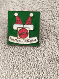 Pin's vintage MATE Noël 1992-1993 chapeau rouge vert émaillé badge rétro (Ref 3)