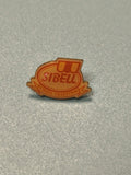 Vintage pin's publicitaire Sibell chips tradition orange rétro collection rare