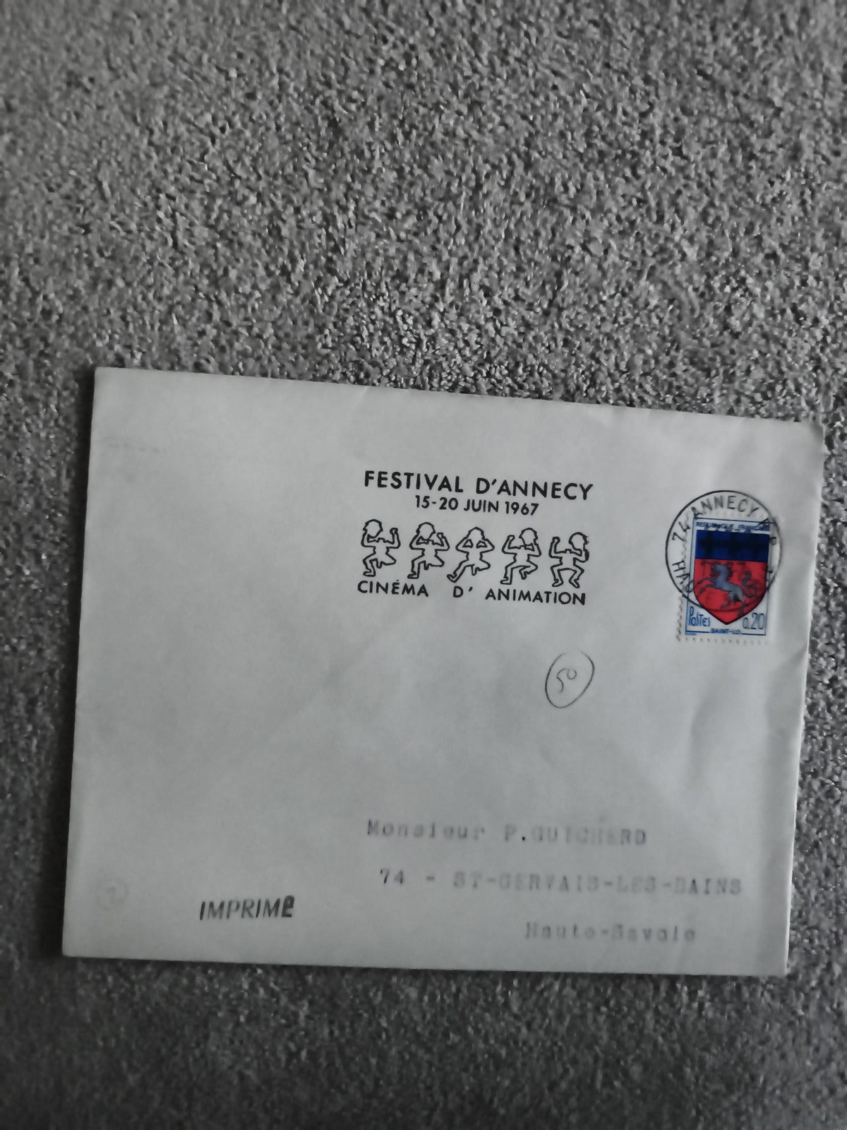 Lettre Festival Annecy 1967 Cinéma Animation cachet illustré philatélie (Ref 27)