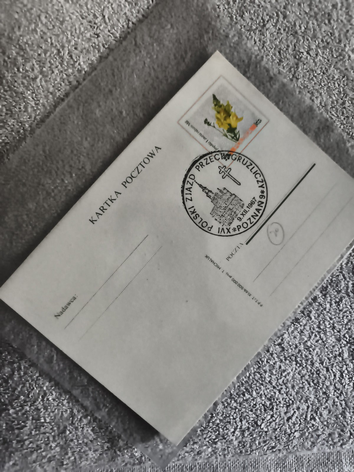 Carte postale Pologne oblitérée Poznan 1984 philatélie timbre floral