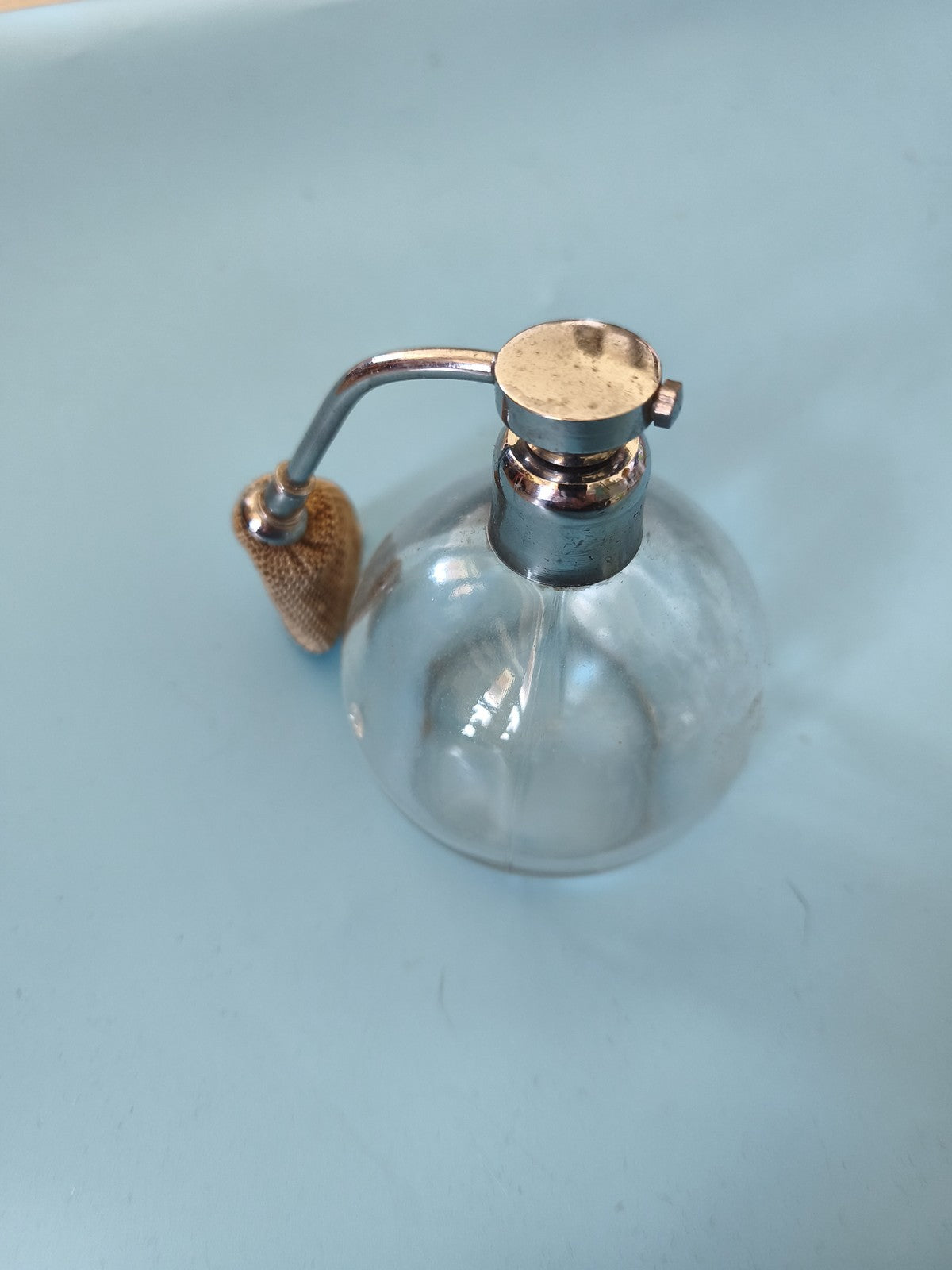 Flacon de parfum ancien grand format vide vintage déco collection rétro verrerie