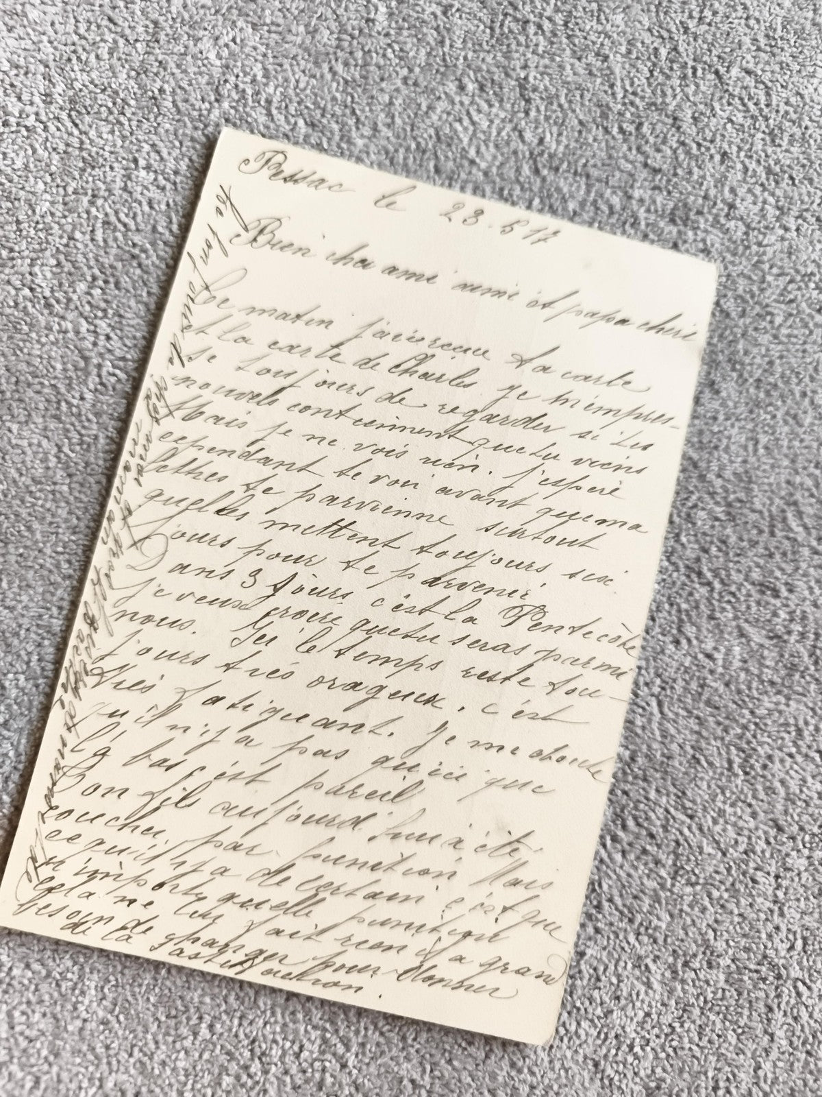 Lettre manuscrite ancienne 1914 WW1, écriture française, Papeterie Postac