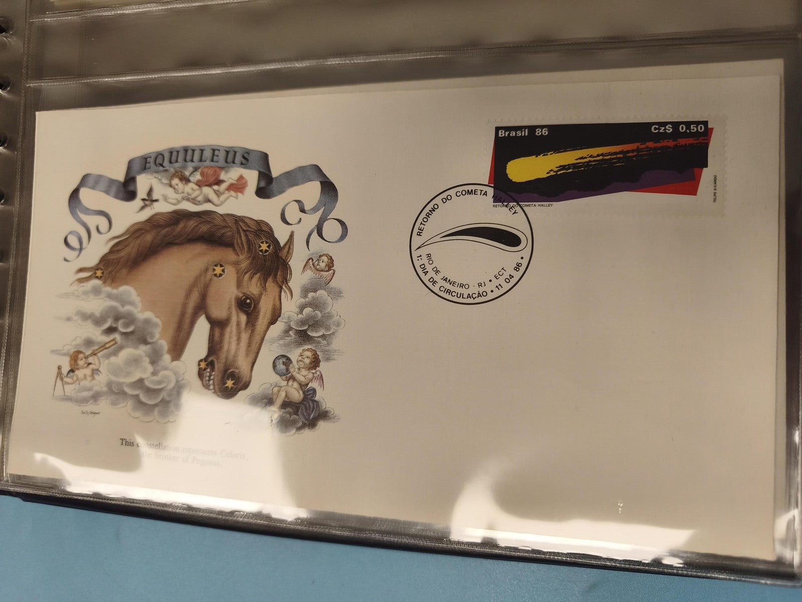 Enveloppe FDC Premier Jour Brésil 1986 Equuleus Cheval Comète Halley