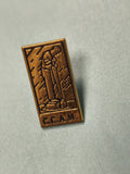 Vintage pin's rectangulaire CCAM ancien, relief bronze, collection badge rare