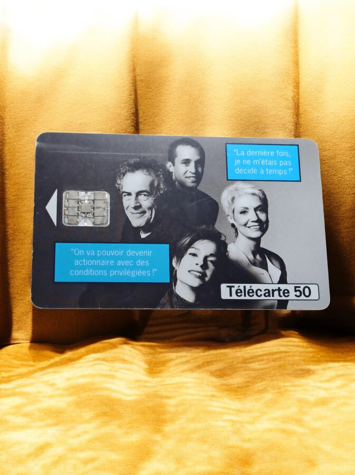 Carte téléphonique vintage Télécarte 50 puce, visuel actionnariat, rare