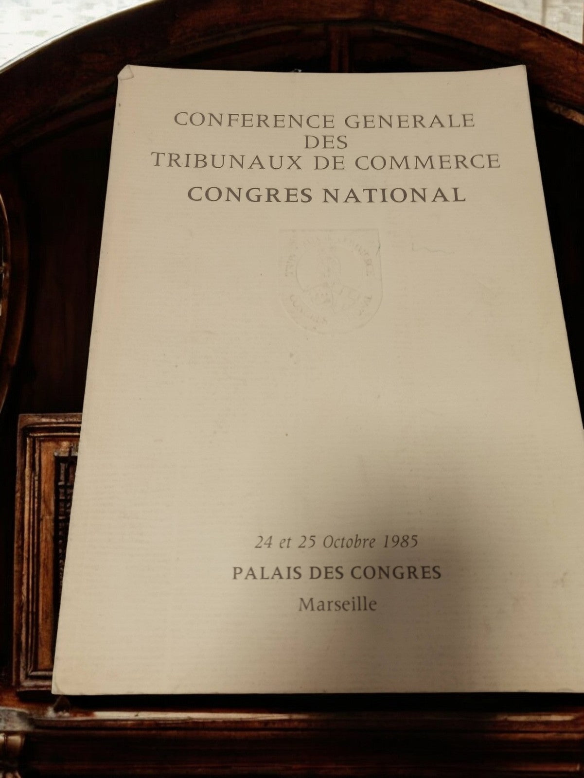 Programme Conférence Tribunaux de Commerce 1985 Marseille vintage congrès