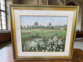 Grand tableau vintage paysage fleuri marguerites signé André Le Mignon ancien ra
