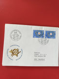 Enveloppe philatélie Suisse UIT 1965 timbres oblitérés bleu Bern Neuchâtel