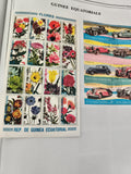 Timbres Guinée Équatoriale fleurs & voitures, série thématique, philatélie