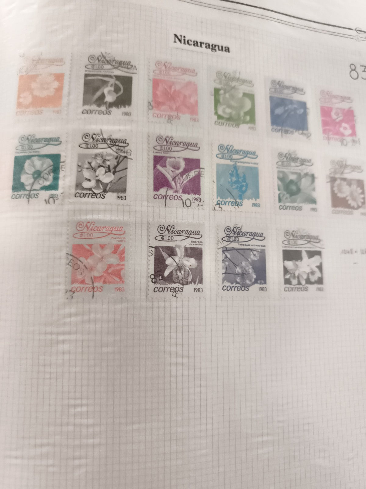Timbres anciens Nicaragua 1983 fleurs oblitérés lot philatélie vintage