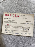 Carte QSL radioamateur HK3-CEA Colombie ancienne, Heathkit, Bogota, vintage