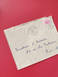 Enveloppe affranchie Tunisie timbre rouge 1952 cachet postal manuscrit bleu