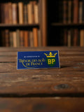 Autocollant ancien BP Trésor des Rois de France vintage pub rétro bleu jaune