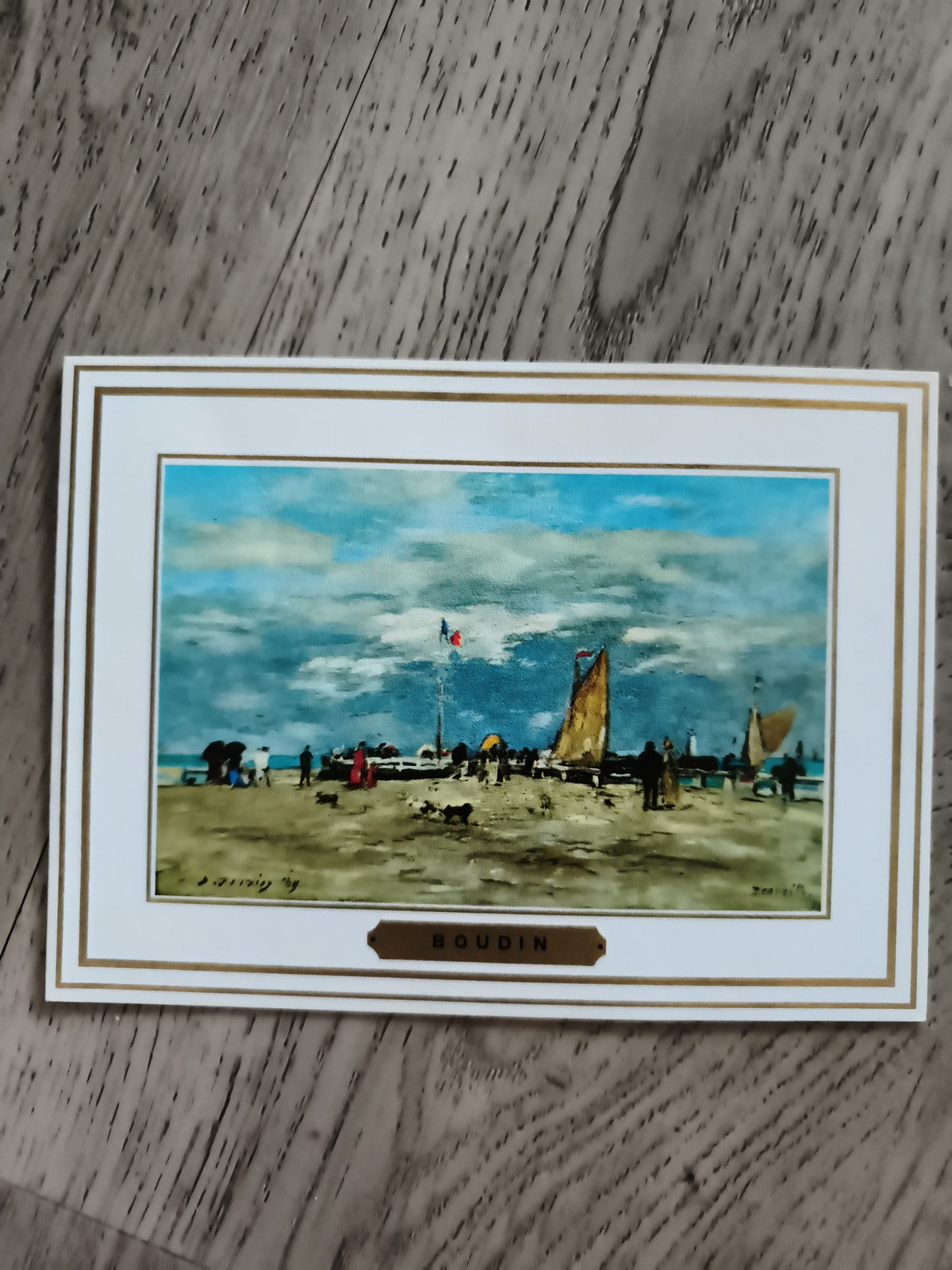 Carte philatélique Eugène Boudin plage, illustration couleur, Philatélie