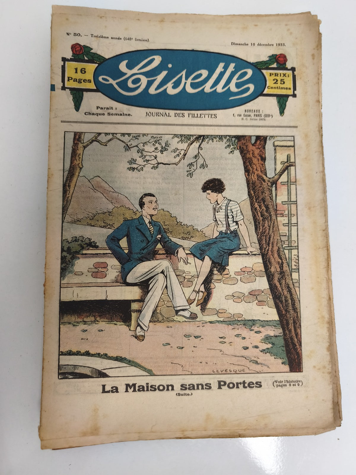 Ancien journal Lisette 1933 illustré, 16 pages, Journal des fillettes vintage