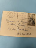 Ancienne enveloppe oblitérée 1956 Abbeville philatélie timbre France (Ref 8)