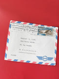 Enveloppe philatélie affranchie Casablanca Marseille Air Mail tricolore