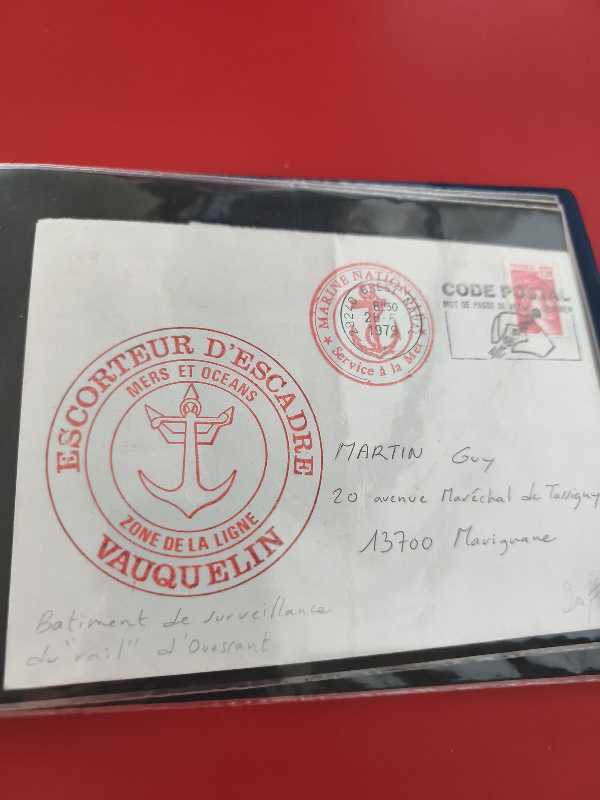 Ancienne enveloppe oblitérée Marine Nationale Vauquelin 1979 philatélie collecti